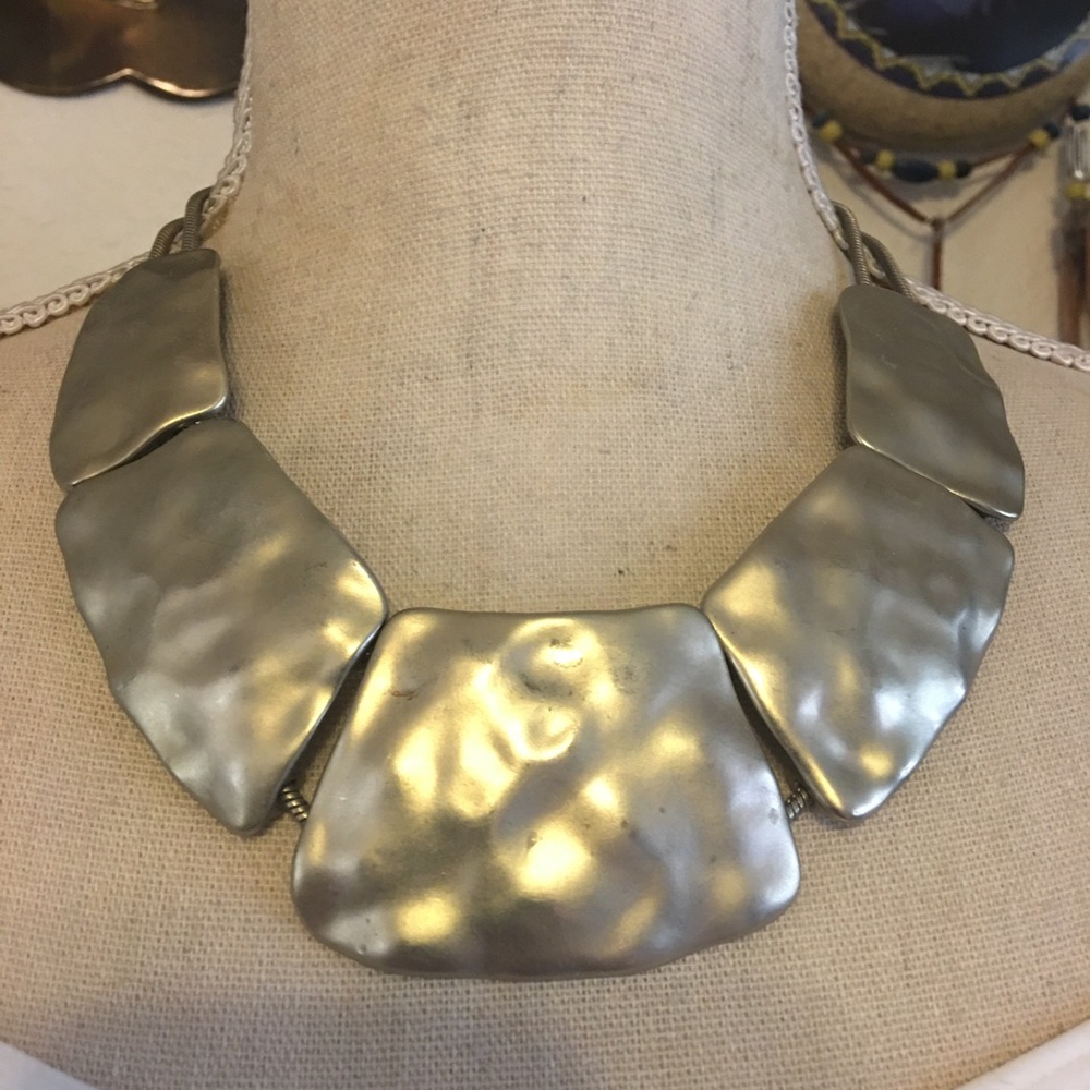 St Thomas bold medieval hammered disc necklace